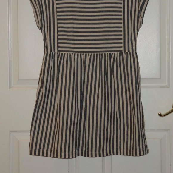 SOLD_____________Listicle Blue Ivory Stripes Babydoll Dress Small - Picture 3 of 7